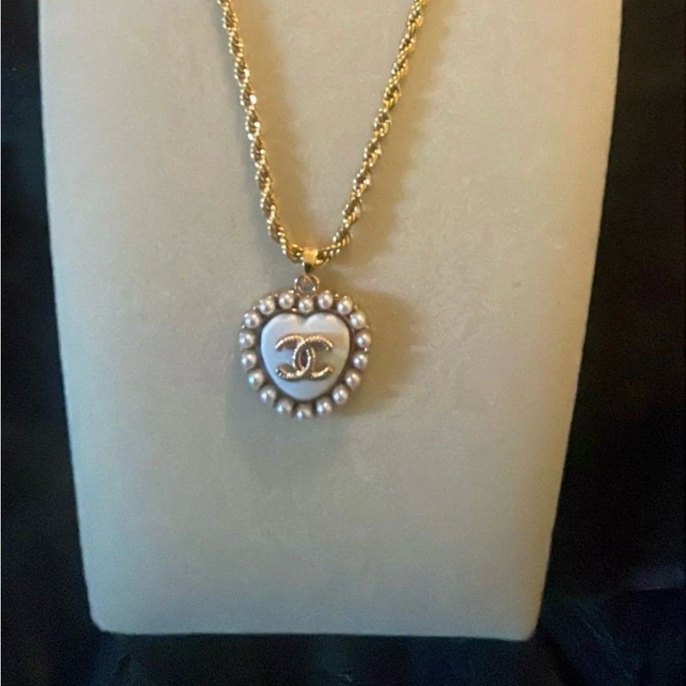 Gold and Silver Heart Pendant Necklace